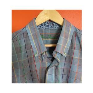 Alan Flusser Shirt Mens Large L Multicolor Plaid Button Down Long Sleeve Casual